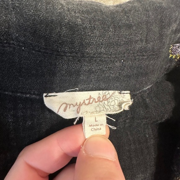 Mystree Embroidered Peplum Jacket Top Button Up Long Sleeve Women's Large - Picture 5 of 9